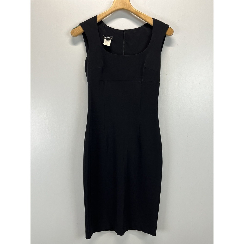 Vintage Bebe Body on Stretch Dress Sz Small Black Y2K 90's Cocktail Pencil USA